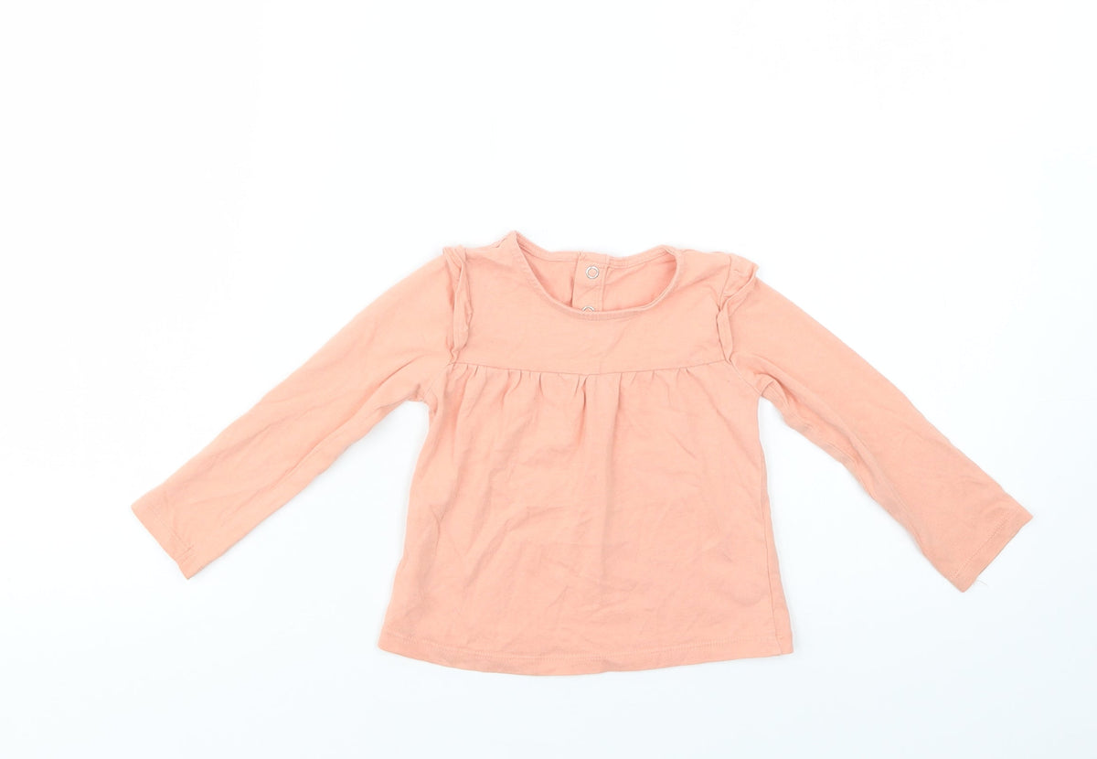 Additional front view of Tu Baby Pink Cotton Basic Blouse, size 9-12, Months Crew Neck Snap