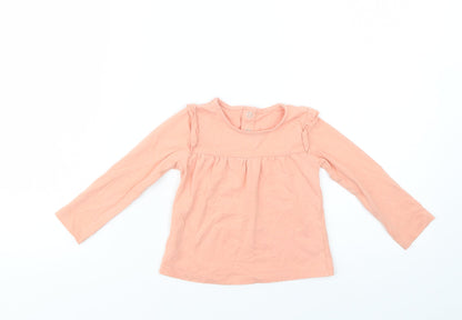 Additional front view of Tu Baby Pink Cotton Basic Blouse, size 9-12, Months Crew Neck Snap
