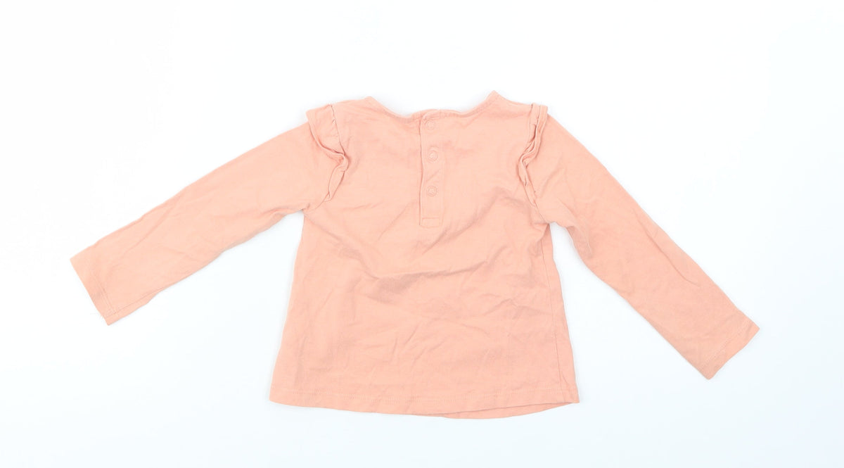 Back view of Tu Baby Pink Cotton Basic Blouse, size 9-12, Months Crew Neck Snap