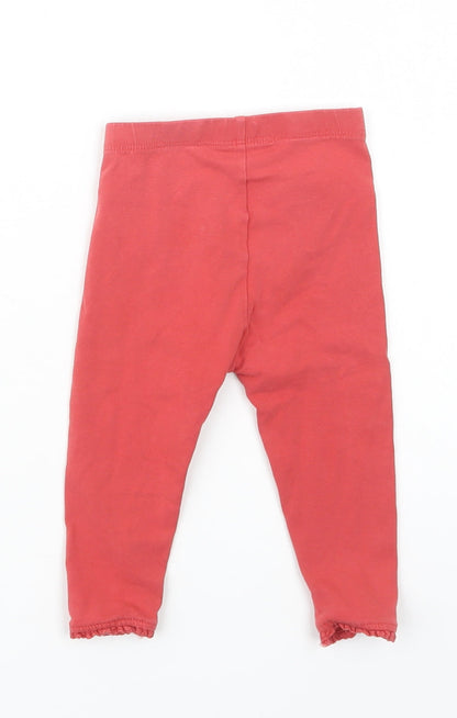 Mothercare Baby Red  Cotton Jogger Leggings Size 9-12 Months