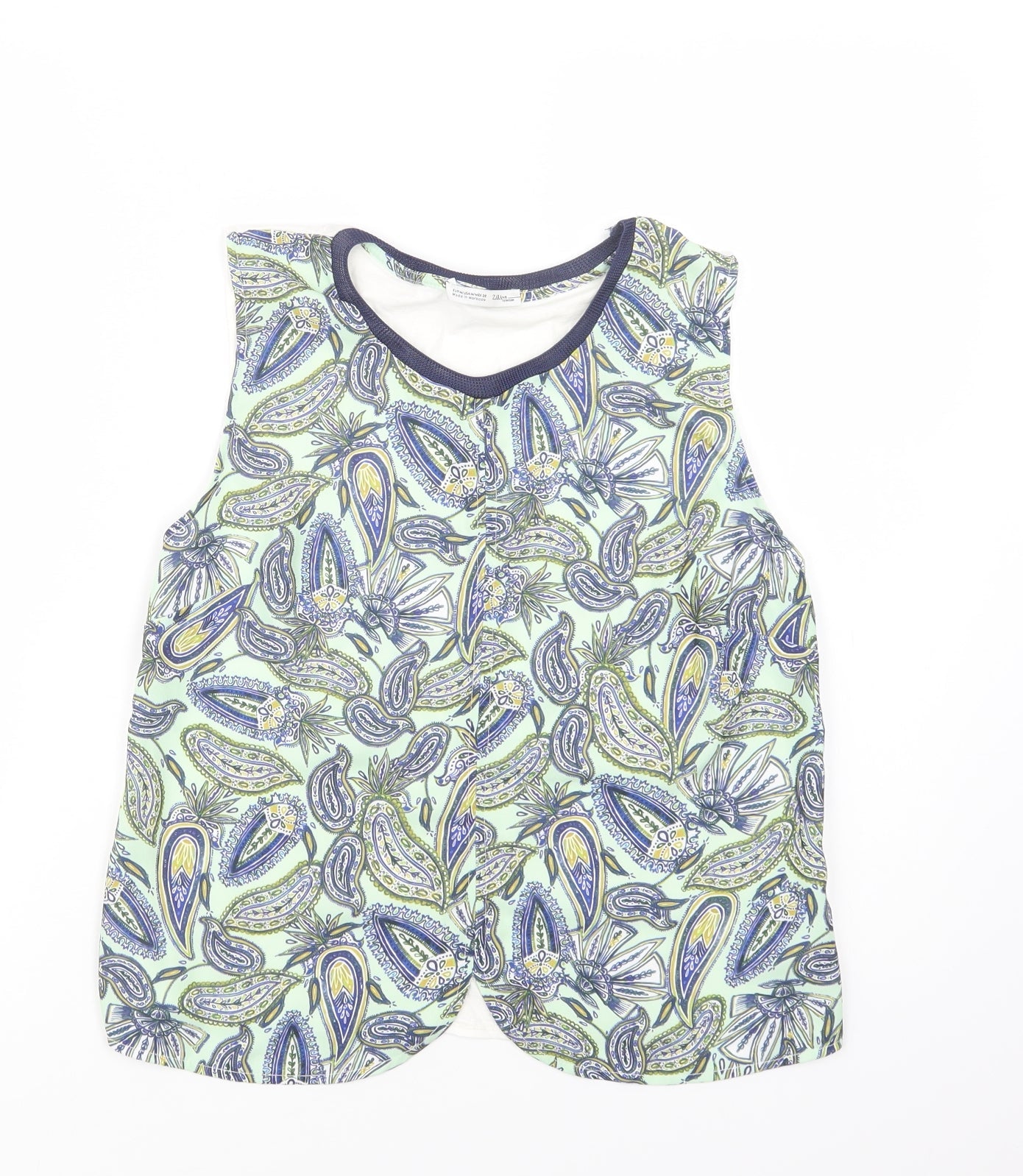 Womens UK Size M Zara Green Basic Blouse