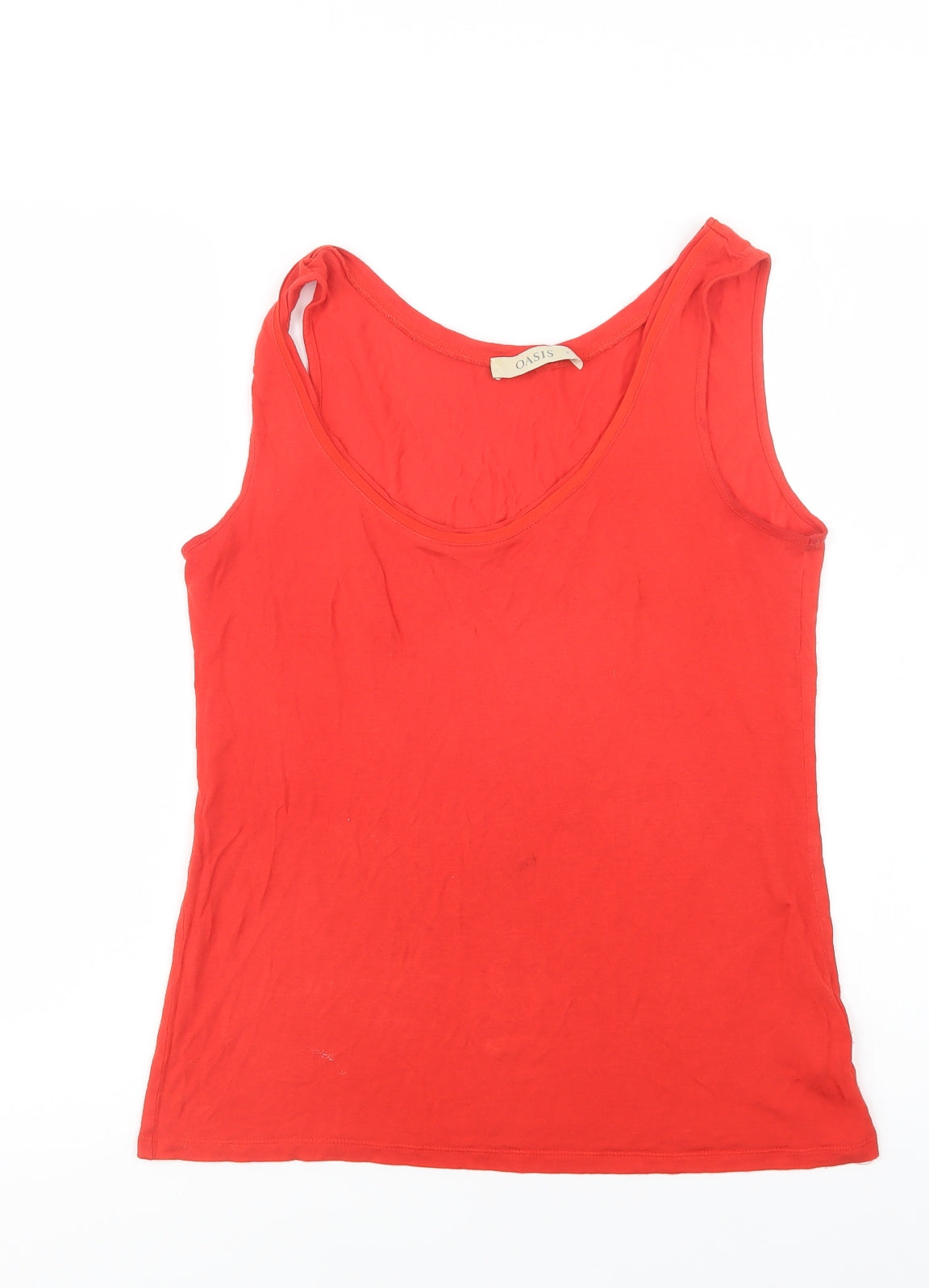 Oasis Womens Red  Viscose Basic Blouse Size S Scoop Neck
