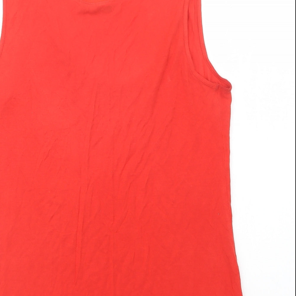 Oasis Womens Red  Viscose Basic Blouse Size S Scoop Neck
