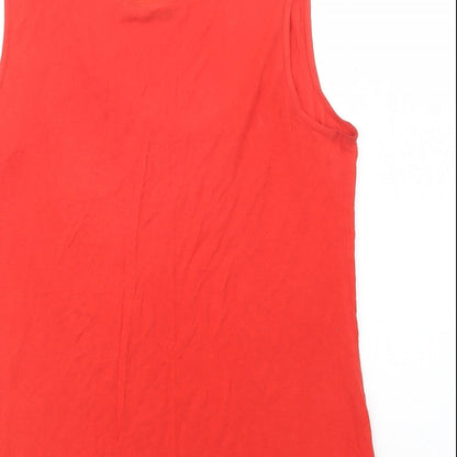Oasis Womens Red  Viscose Basic Blouse Size S Scoop Neck