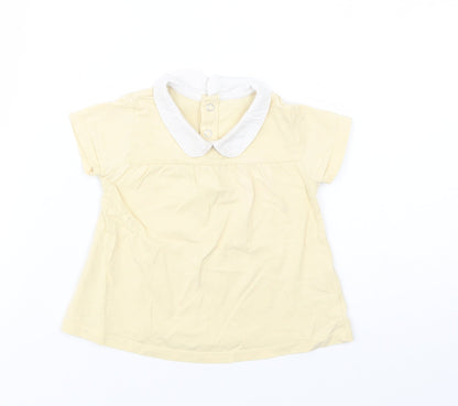 TU Baby Yellow  Cotton Basic Blouse Size 9-12 Months Collared Snap