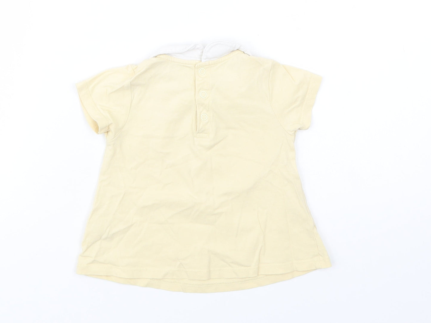 TU Baby Yellow  Cotton Basic Blouse Size 9-12 Months Collared Snap