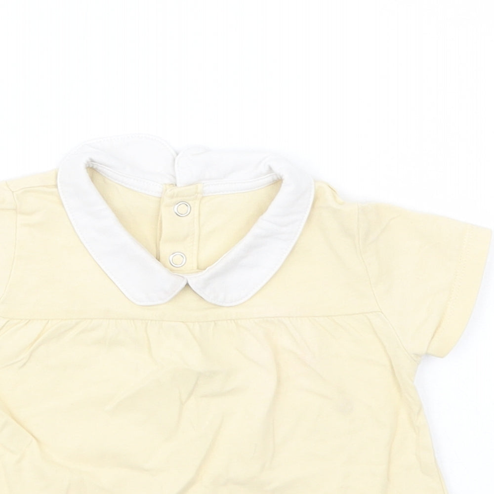 TU Baby Yellow  Cotton Basic Blouse Size 9-12 Months Collared Snap