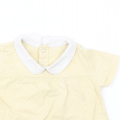 TU Baby Yellow  Cotton Basic Blouse Size 9-12 Months Collared Snap