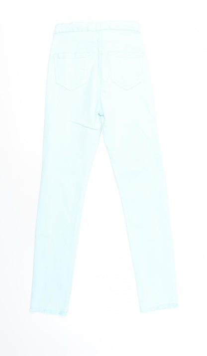 Candy Couture Girls Green  Cotton Skinny Jeans Size 13 Years  Regular Button