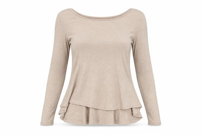 Vera & Womens Beige Boat Neck  Acrylic Pullover Jumper Size L