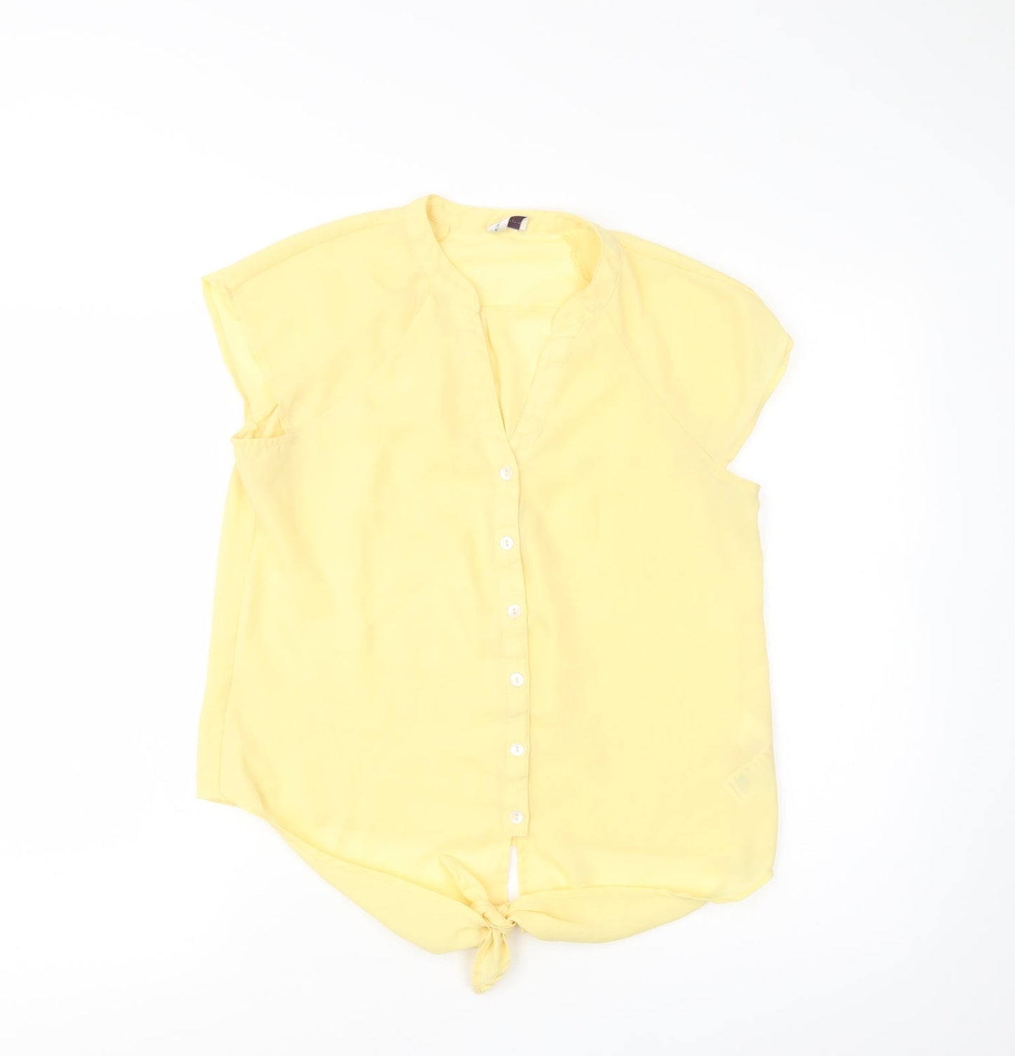 Womens UK Size 10 Minuet Yellow Basic Button-Up