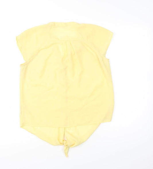 Minuet Womens Yellow  Polyester Basic Button-Up Size 10 V-Neck