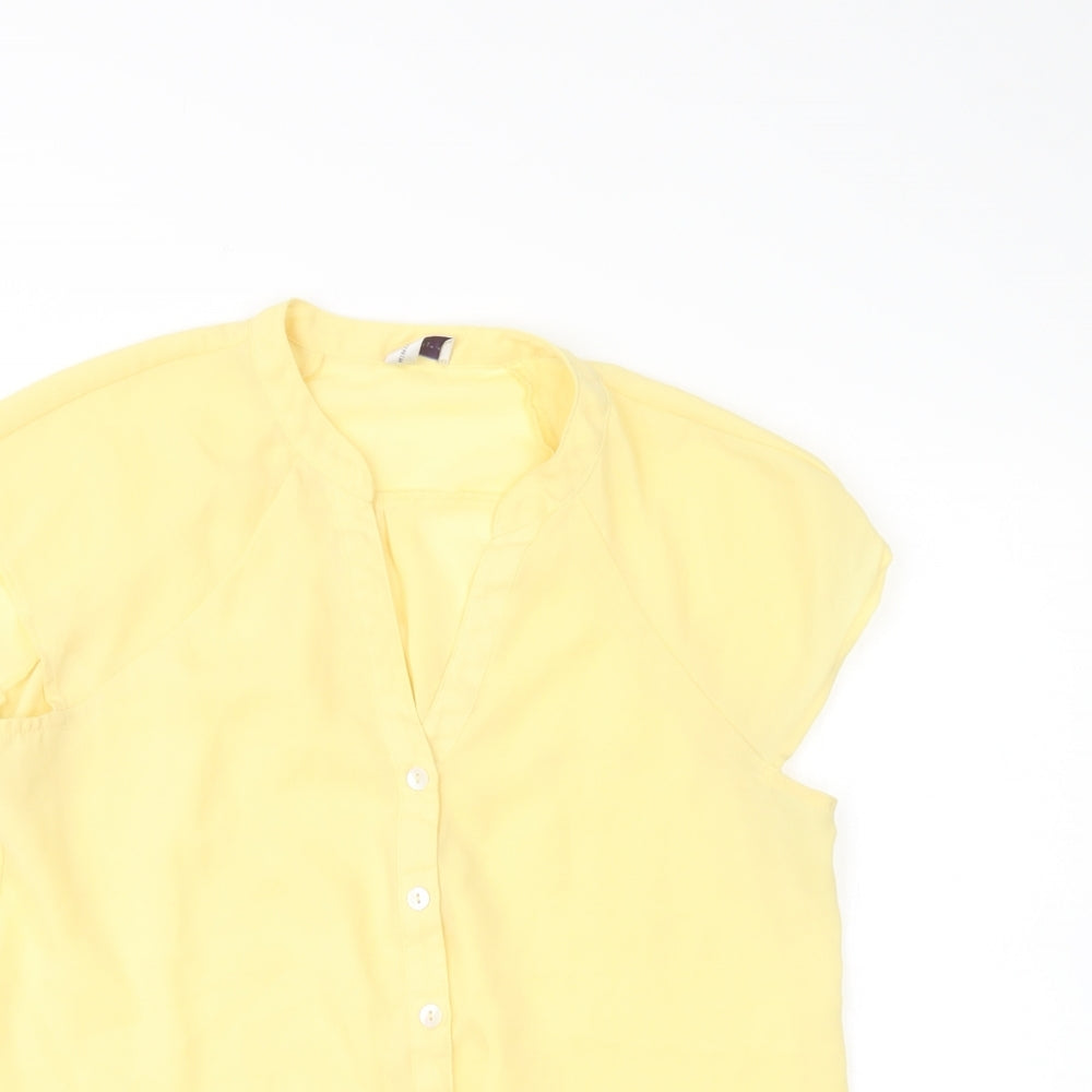 Womens UK Size 10 Minuet Yellow Basic Button-Up