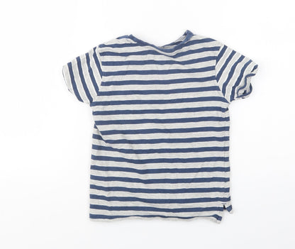 Back view of George boys’ blue striped cotton basic polo, size 5-6, years crew neck