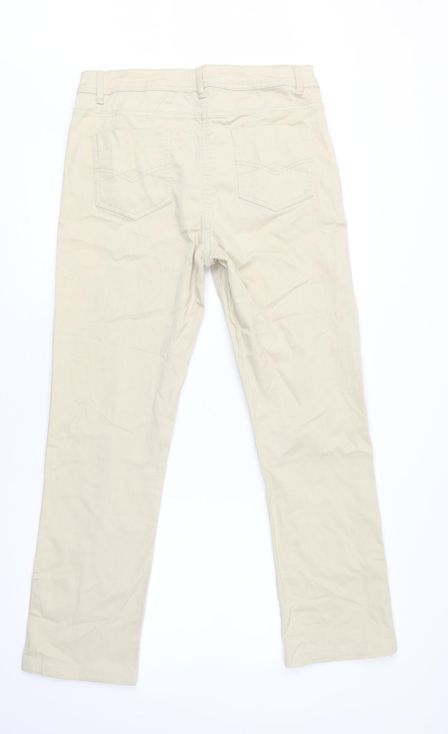 Womens UK Size 14 Papaya Regular Fit Straight Beige Jeans