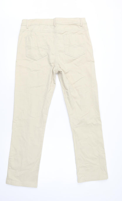 Womens UK Size 14 Papaya Regular Fit Straight Beige Jeans