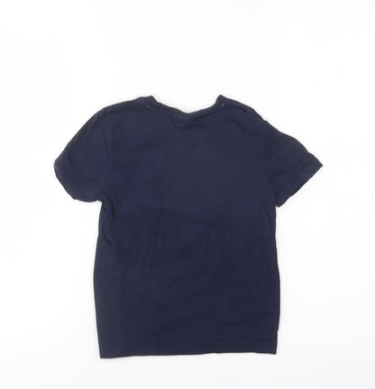F&F Boys Blue  Cotton Basic T-Shirt Size 4-5 Years Crew Neck  - Player