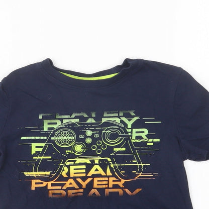F&F Boys Blue  Cotton Basic T-Shirt Size 4-5 Years Crew Neck  - Player