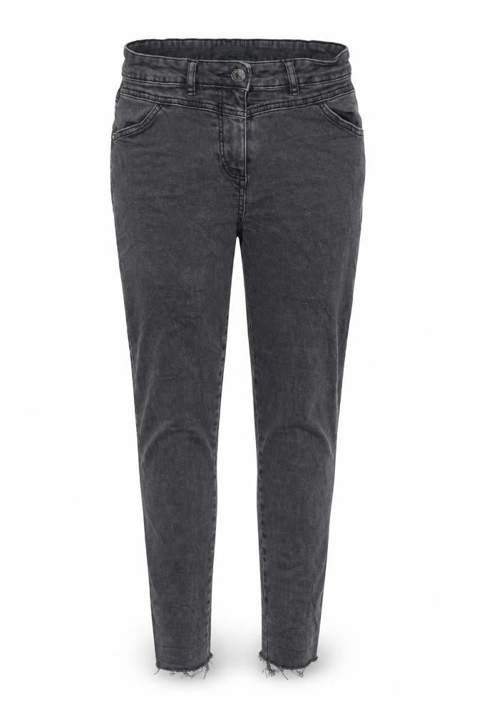 Front view of Papaya women’s grey cotton skinny jeans, size UK 12, 27-inch leg regular button