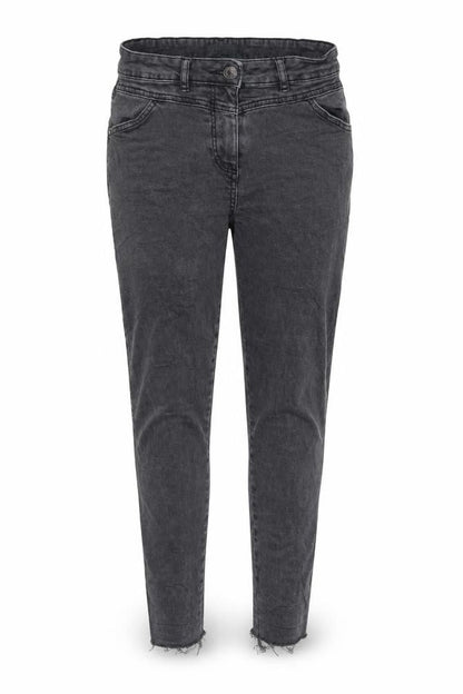Front view of Papaya women’s grey cotton skinny jeans, size UK 12, 27-inch leg regular button