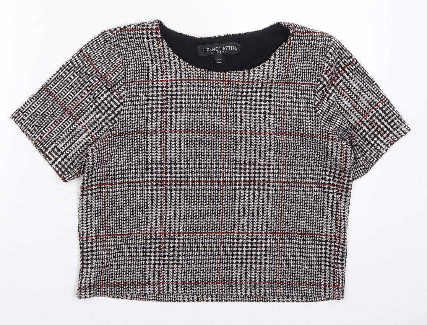 Womens UK Size 8 Topshop Black Cropped T-Shirt