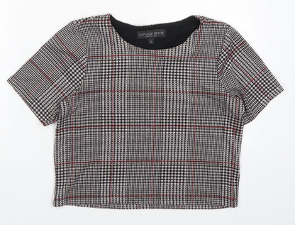 Womens UK Size 8 Topshop Black Cropped T-Shirt