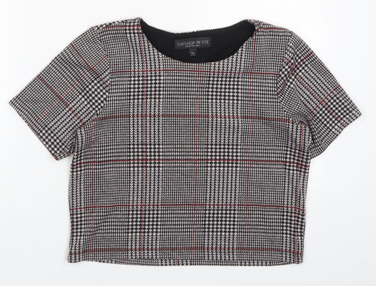 Womens UK Size 8 Topshop Black Cropped T-Shirt