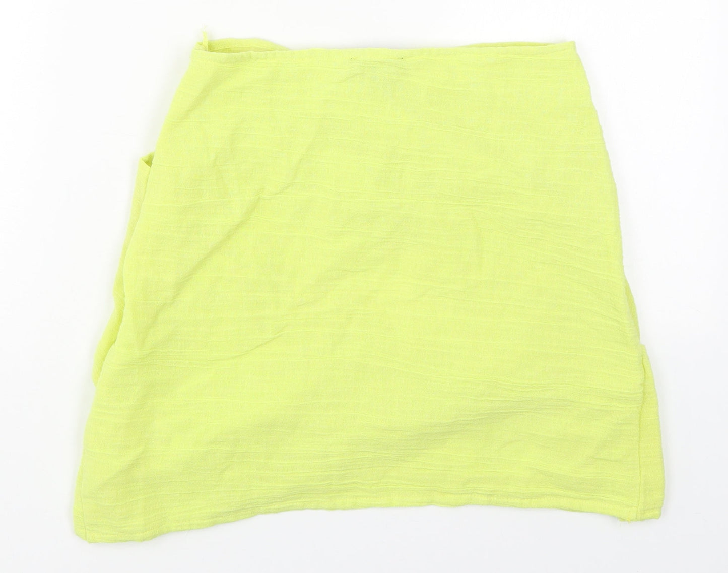 PRETTYLITTLETHING Womens Yellow  Cotton Mini Skirt Size 10   Zip - Bandage Skirt