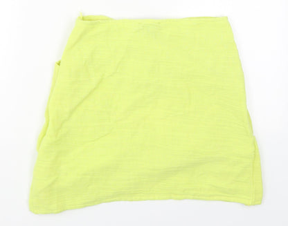 PRETTYLITTLETHING Womens Yellow  Cotton Mini Skirt Size 10   Zip - Bandage Skirt