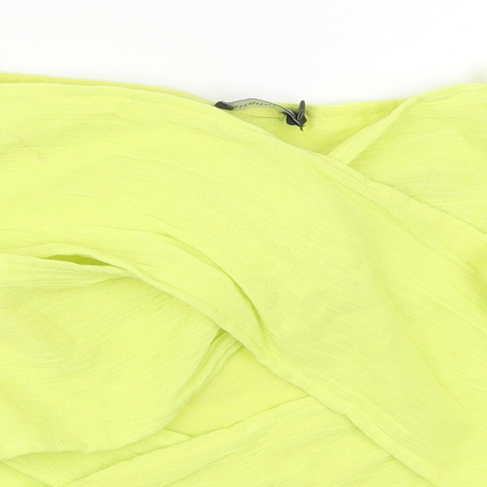 PRETTYLITTLETHING Womens Yellow  Cotton Mini Skirt Size 10   Zip - Bandage Skirt