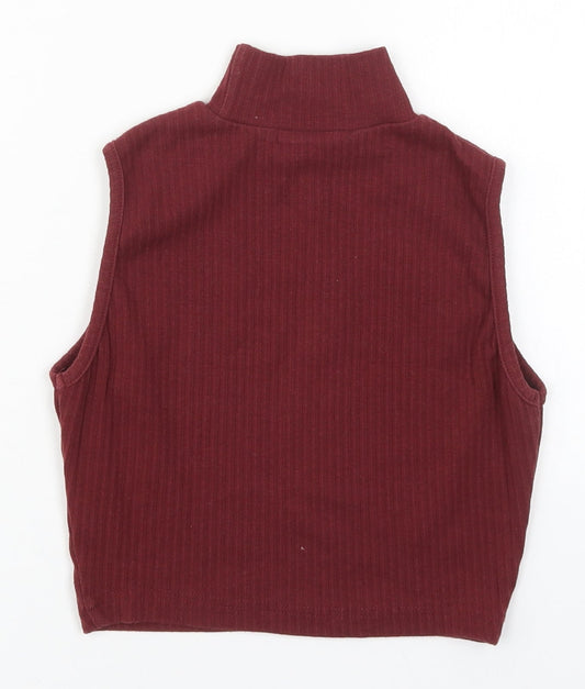 Womens UK Size 4 Missguided Red Cropped Tank