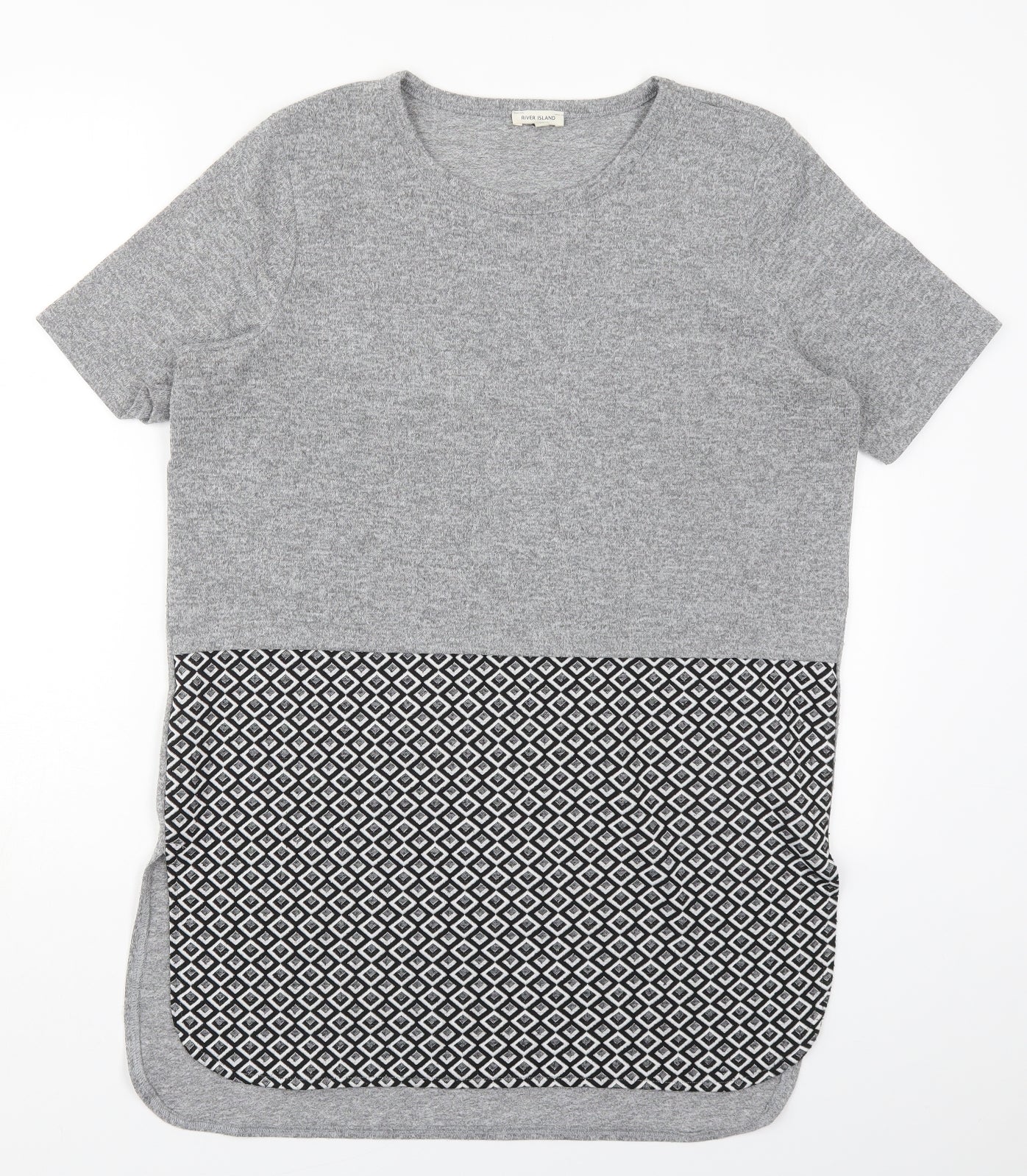 Womens UK Size 10 River Island Grey Basic T-Shirt