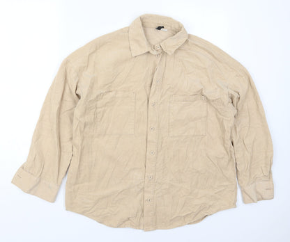 Womens UK Size XS H&M Beige Basic Button-Up