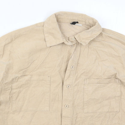 Womens UK Size XS H&M Beige Basic Button-Up