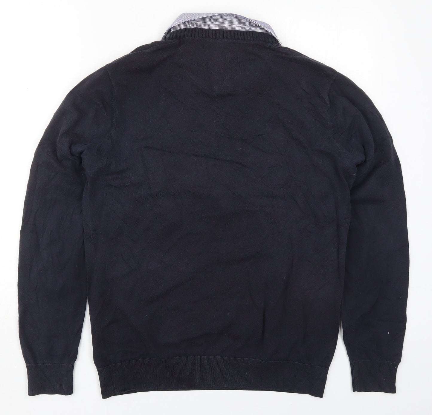 NEXT Mens Blue Collared  Cotton Pullover Jumper Size M