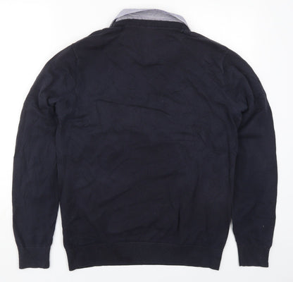 NEXT Mens Blue Collared  Cotton Pullover Jumper Size M