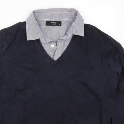 NEXT Mens Blue Collared  Cotton Pullover Jumper Size M