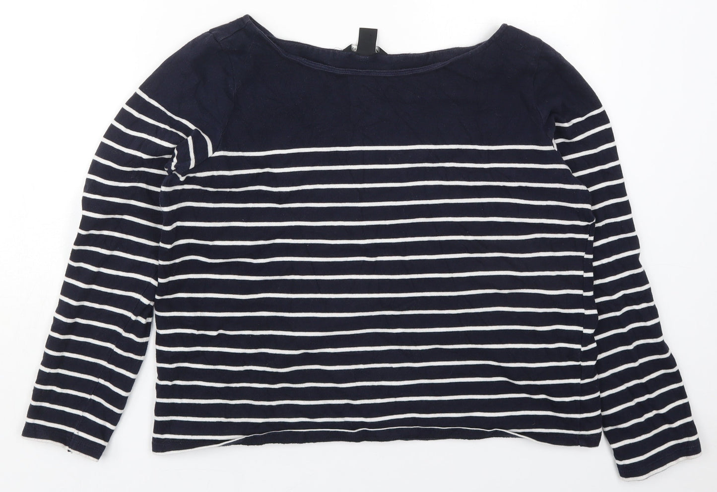 H&M Womens Blue Striped Cotton Pullover Sweatshirt Size L