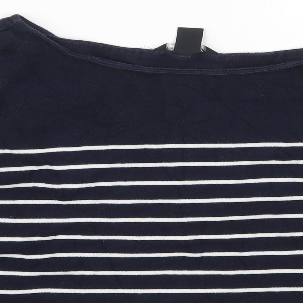 H&M Womens Blue Striped Cotton Pullover Sweatshirt Size L