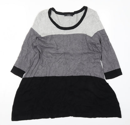 George Womens Grey Round Neck Striped Viscose Pullover Jumper Size 14