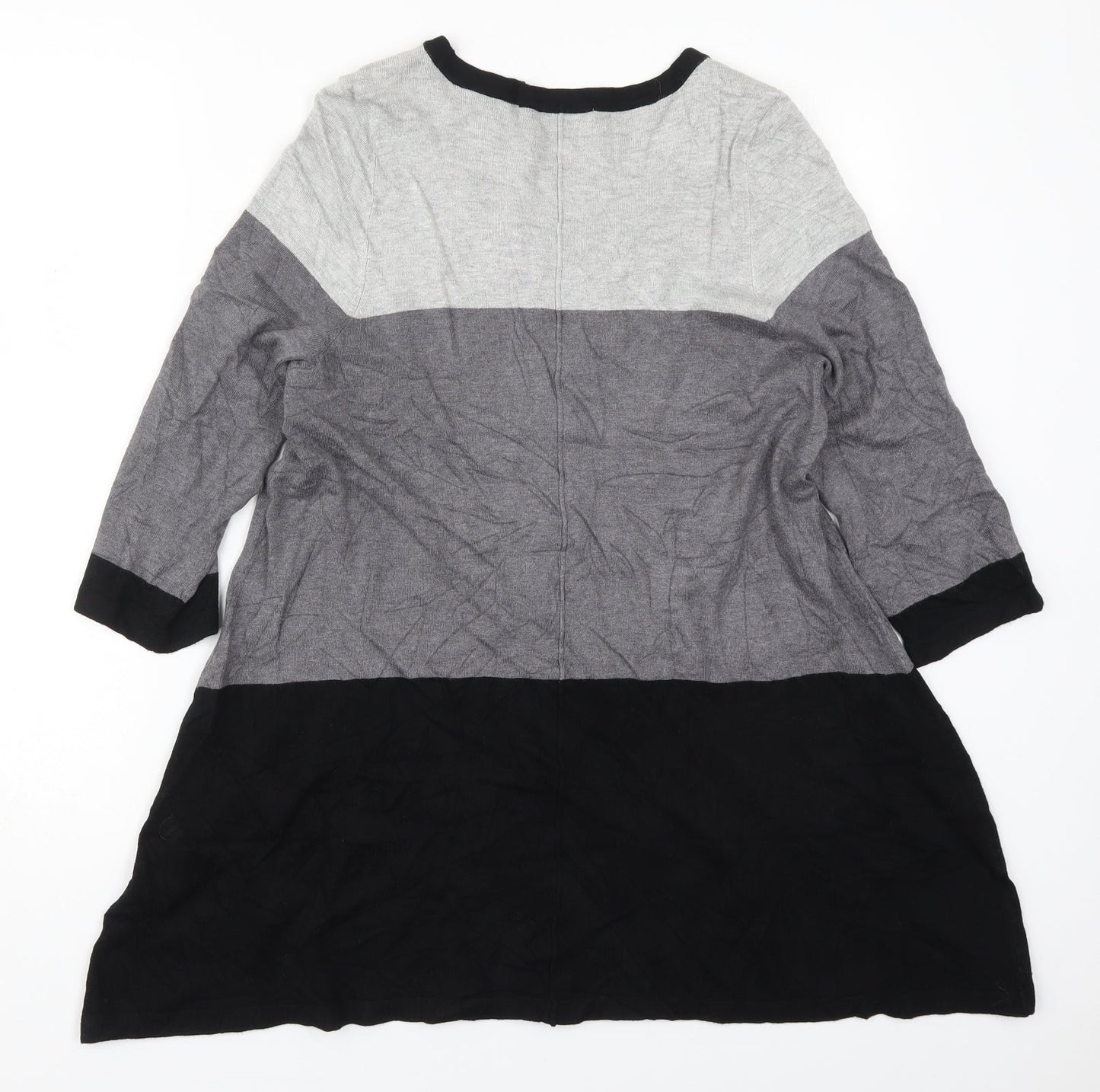 George Womens Grey Round Neck Striped Viscose Pullover Jumper Size 14