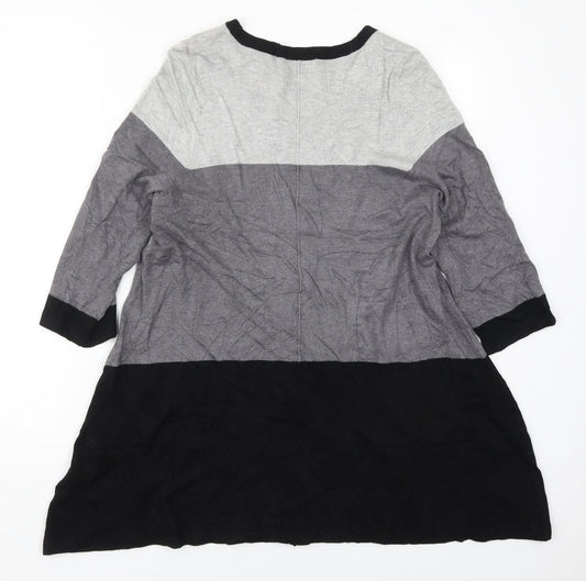 George Womens Grey Round Neck Striped Viscose Pullover Jumper Size 14