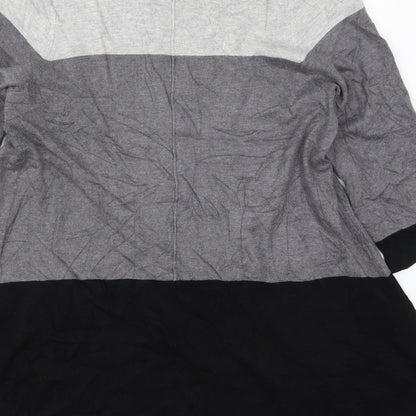 George Womens Grey Round Neck Striped Viscose Pullover Jumper Size 14