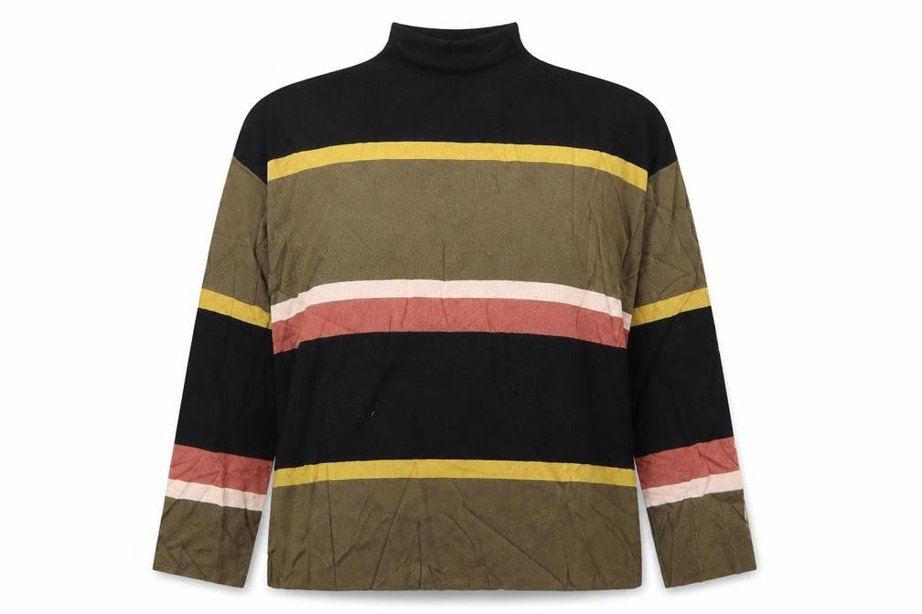 Front view of New Look women’s multicoloured round neck striped viscose jumper, size L