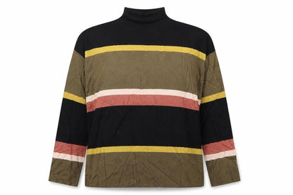 Front view of New Look women’s multicoloured round neck striped viscose jumper, size L