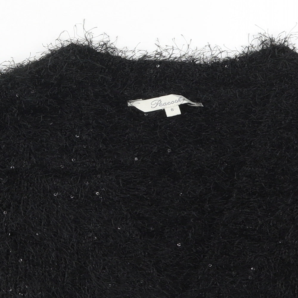 Womens UK Size 8 Peacocks Black Cardigan Jumper