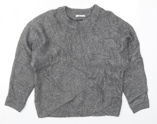 TU Womens Grey Round Neck  Acrylic Pullover Jumper Size S