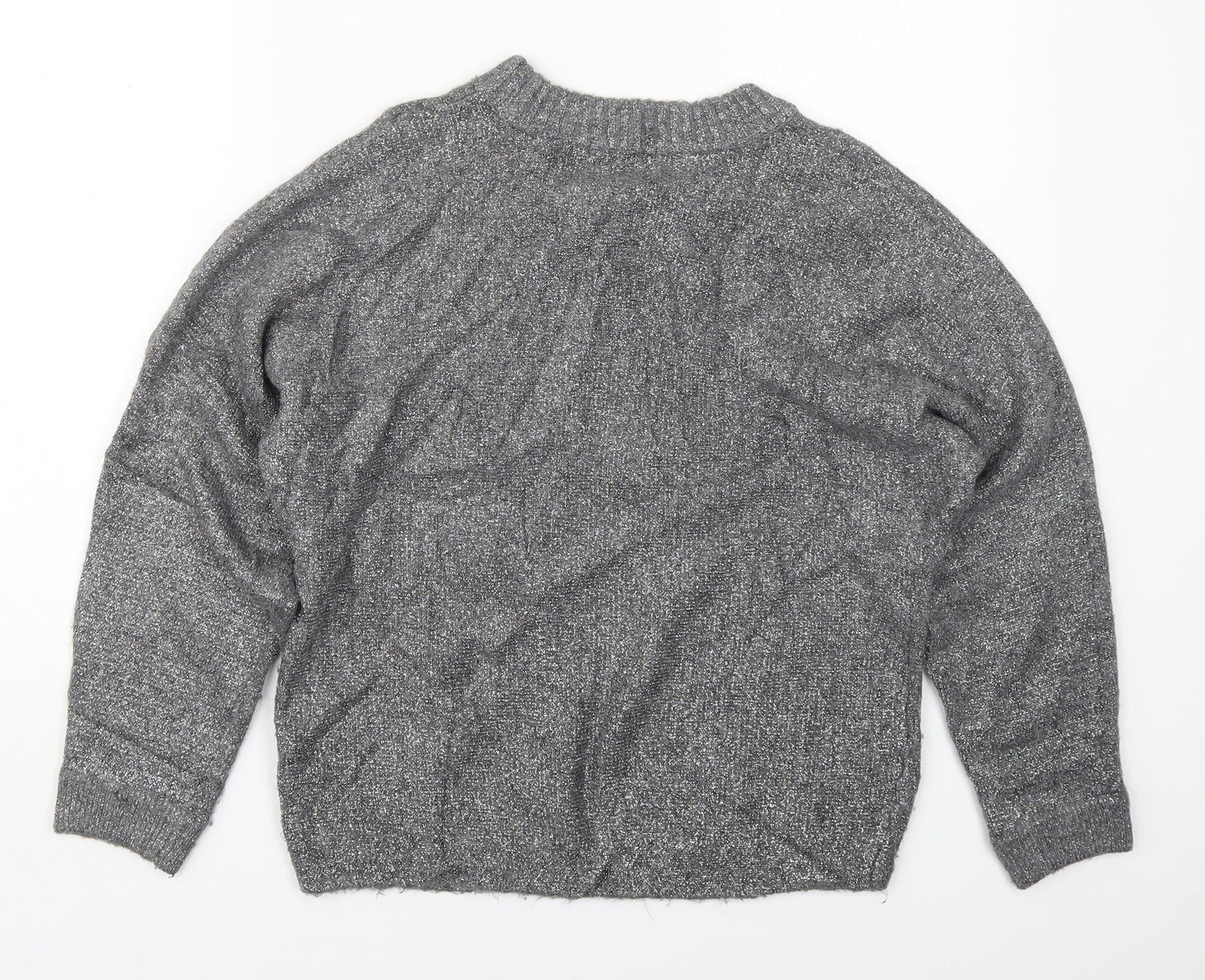 TU Womens Grey Round Neck  Acrylic Pullover Jumper Size S