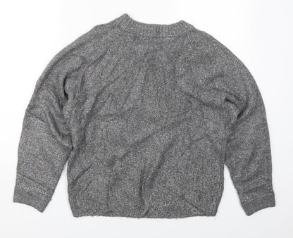 TU Womens Grey Round Neck  Acrylic Pullover Jumper Size S