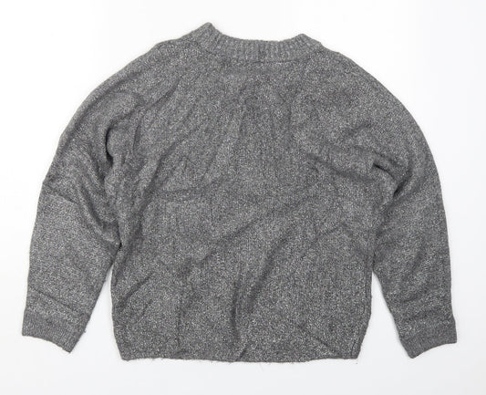 TU Womens Grey Round Neck  Acrylic Pullover Jumper Size S